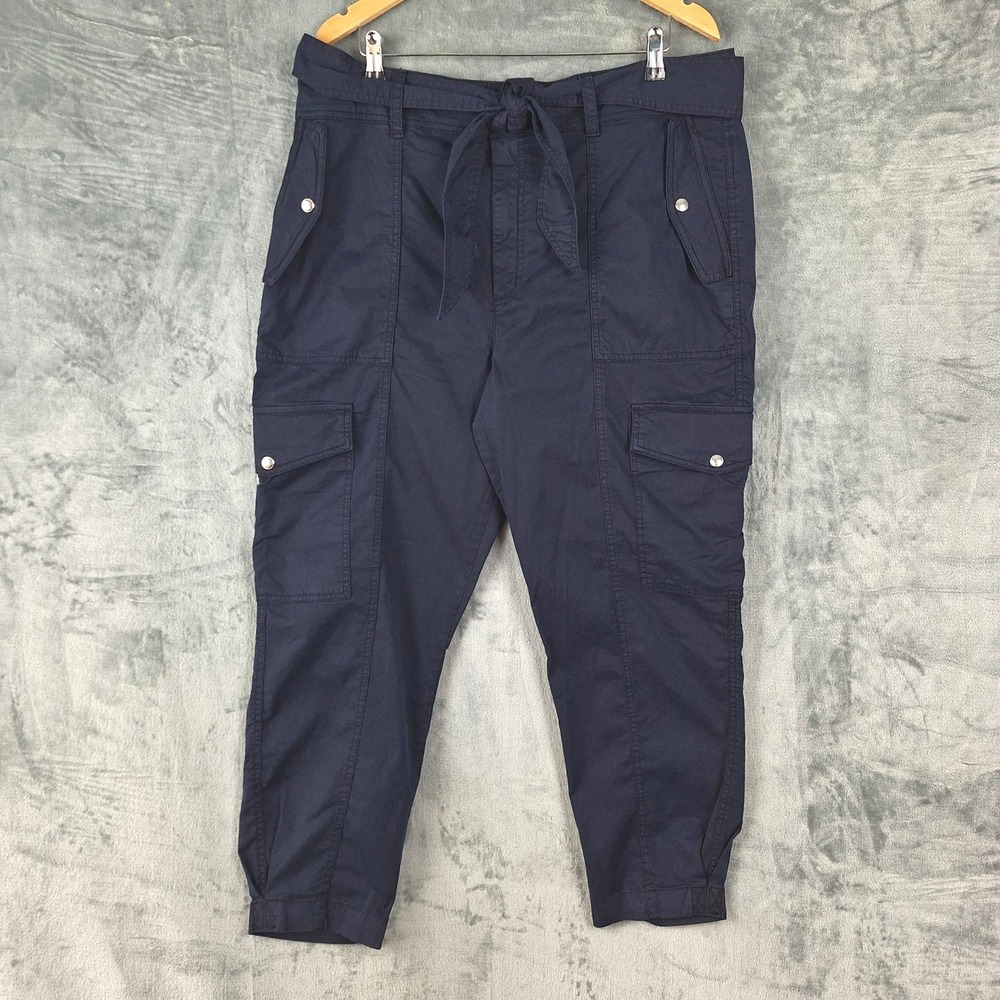 Lauren Ralph Lauren Pants 16 Navy Blue Cargo Utility Crop Belted Hiking Gorpcore